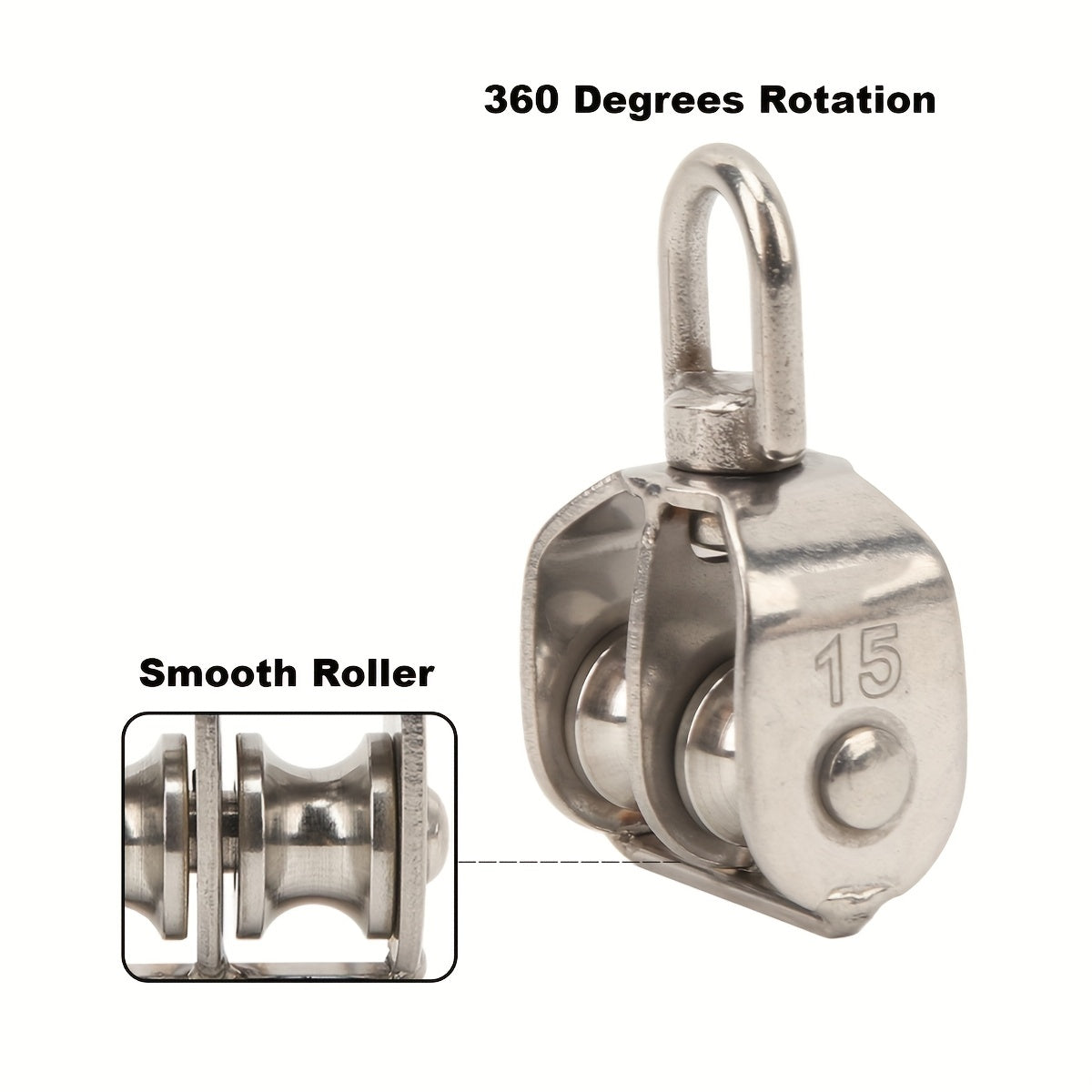 Durable Pulley Roller w/ Swivel Hooks for Smooth Lifting - M15/M25/M32/M20 Opt