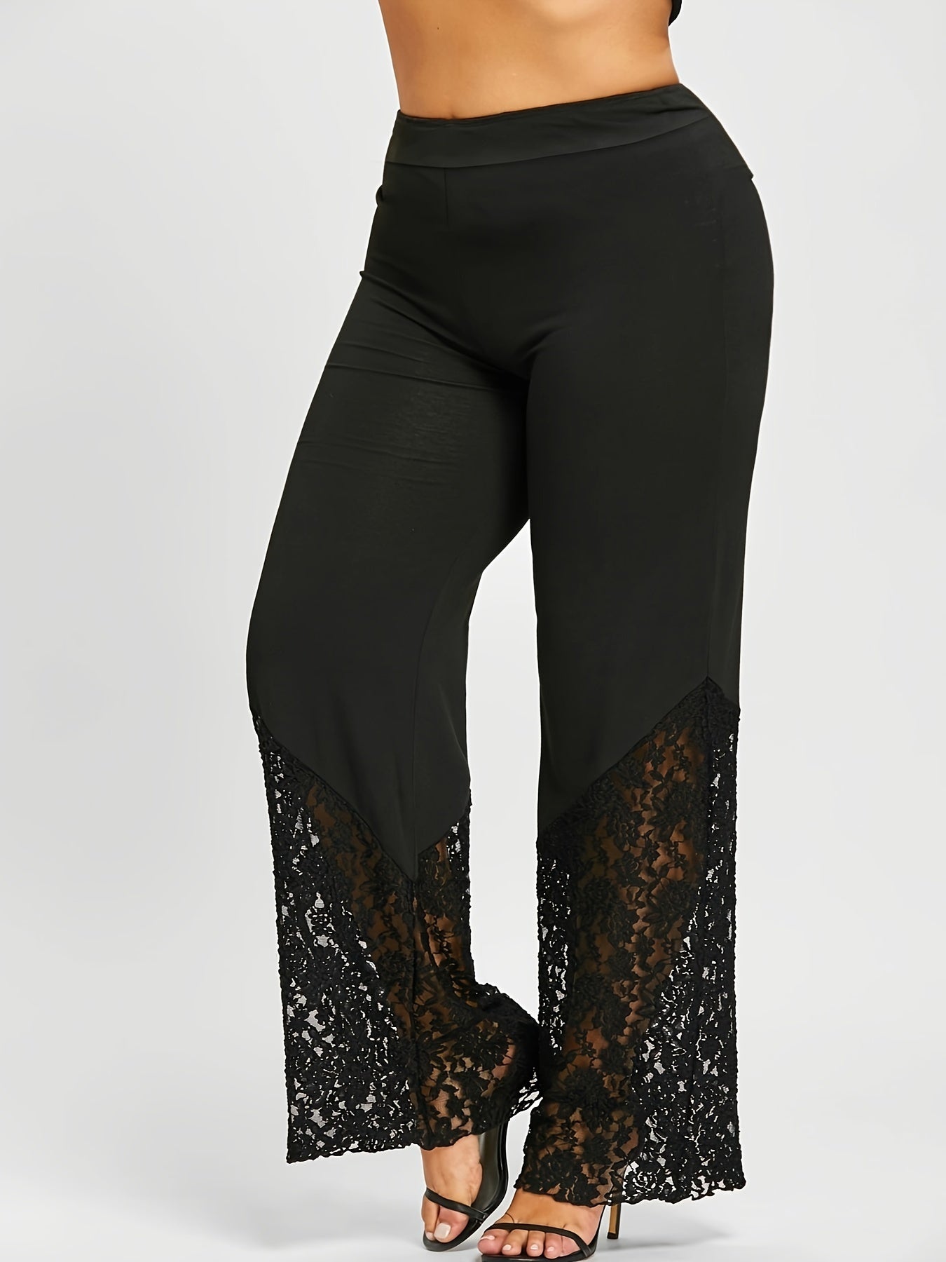  Wide Leg High Rise Lace Casual Pants