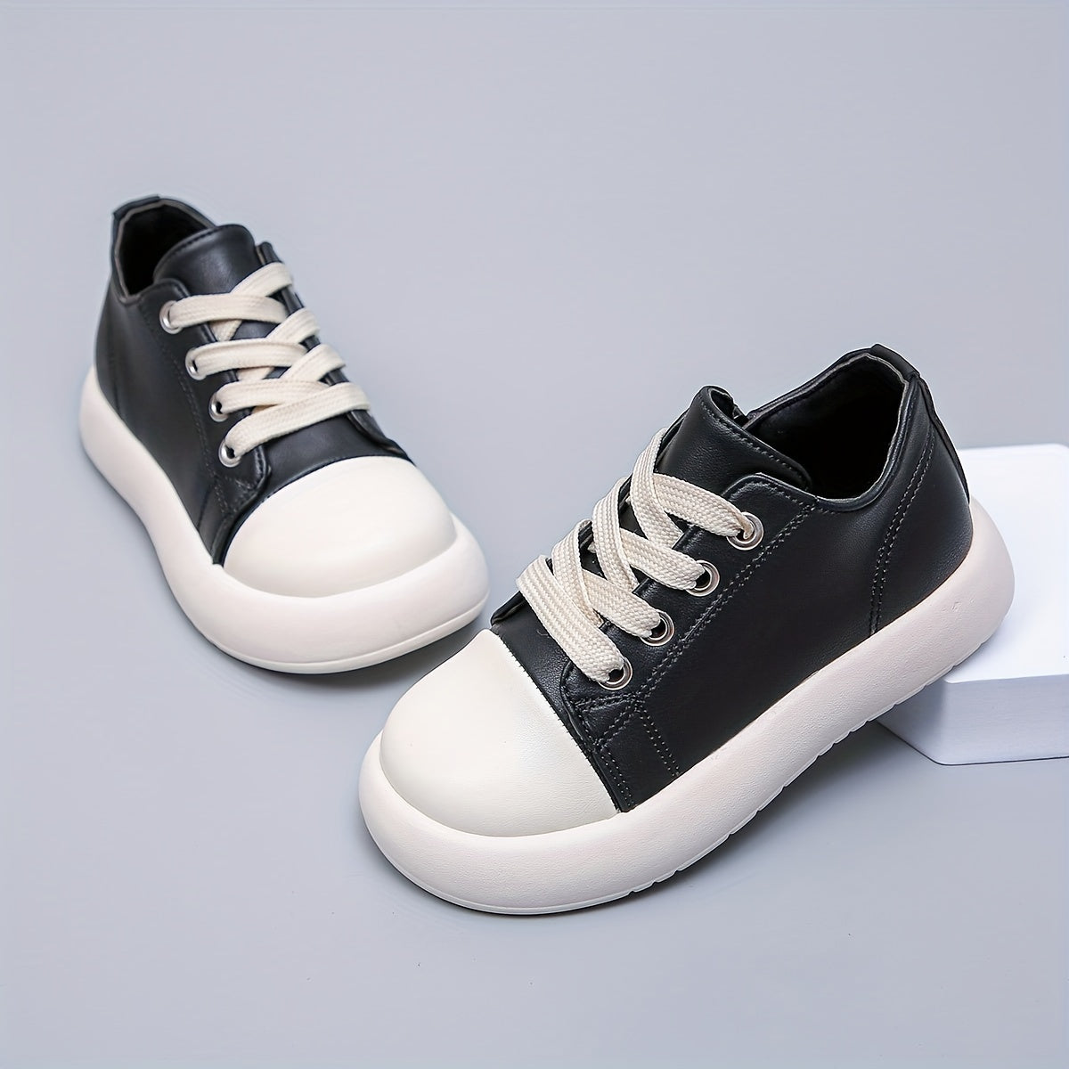 Girl's Comfy Non Slip Skate Shoes Lace Up Soft Sole Sneakers