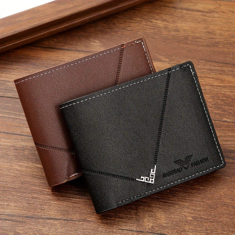 Compact Card Mens Wallet Durable Horizontal Stitching Young Men Unique Lychee