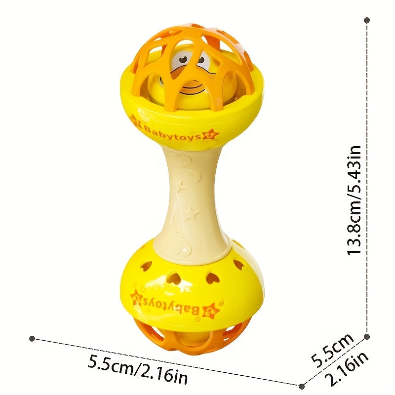 3pc Youngsters Rattle Toy Hand Grasping Ball Rattle Stick Soft Rubber Ball