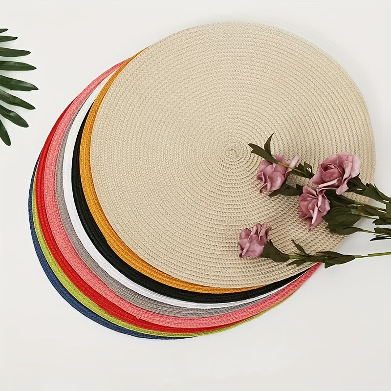 6pcs Round Heat Resistant Placemats for Dining Coffee Table Mats