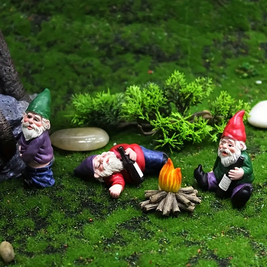 4pcs Mini Gnomes Resin Statues for Fairy Garden & Bonsai Decor