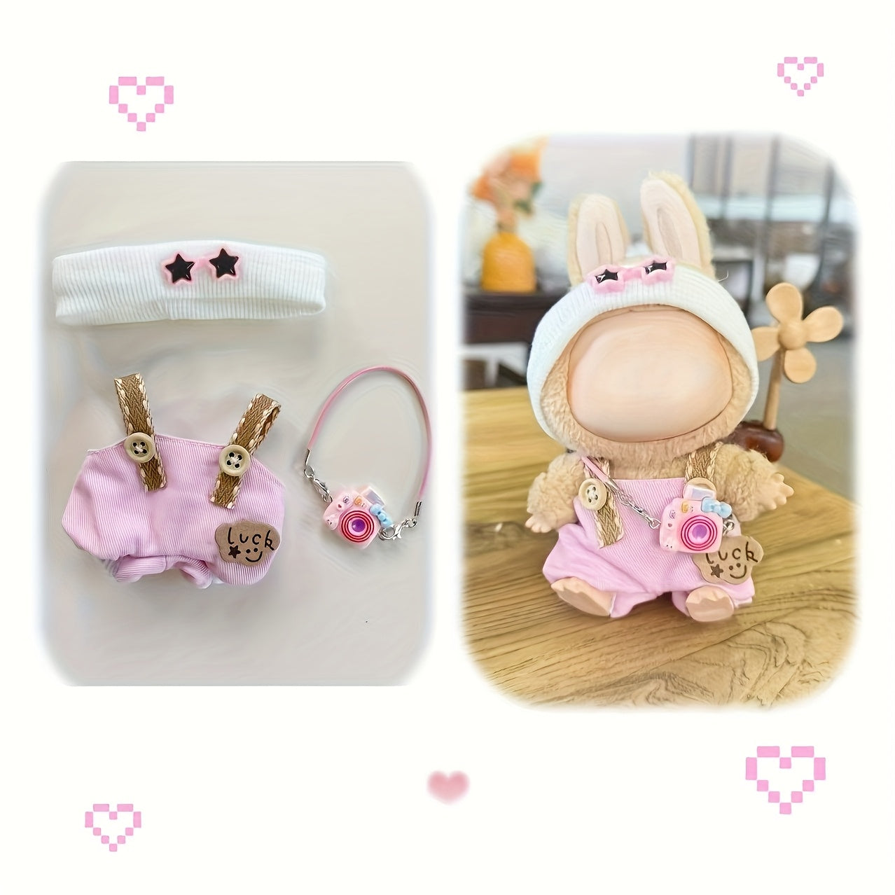 Doll Pendant Clothing Star Eye Overalls hat Set for 5-6 inch Dolls