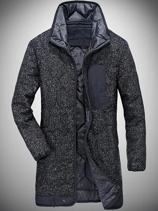 Men's Thickened Trench Coat Zip Up Overcoat for Fall Winter