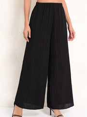  Wide Leg Trousers High Rise Solid Ribbed