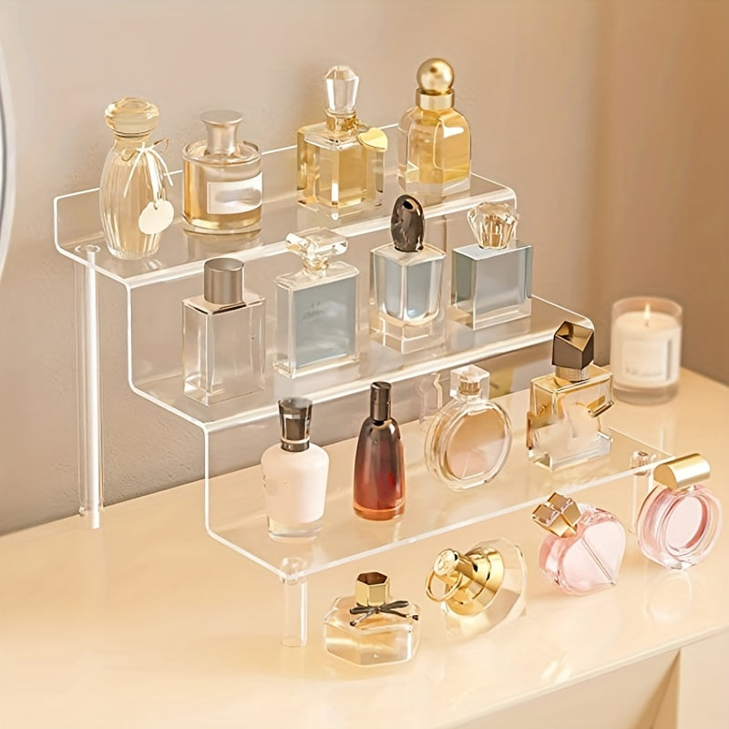 Acrylic Perfume Organizer Tiered Display Stand Transparent