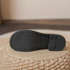 Women's Chunky Heel Loafers with Stylish Buckle Strap