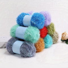 Colorful Glass Silk Wool Thread Hand-knitted Doll DIY Kit