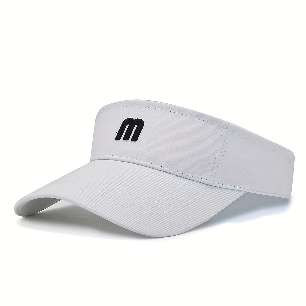 3D M Embroidery Visor Hat Solid Casual Sunshade UV Protection Sun Hat
