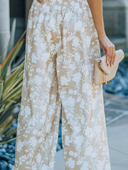 Floral Print High Rise Wide Leg Pants With Pockets