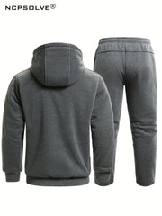 Men's Zip Up Warm Jacket & Drawstring Pants Casual Suit