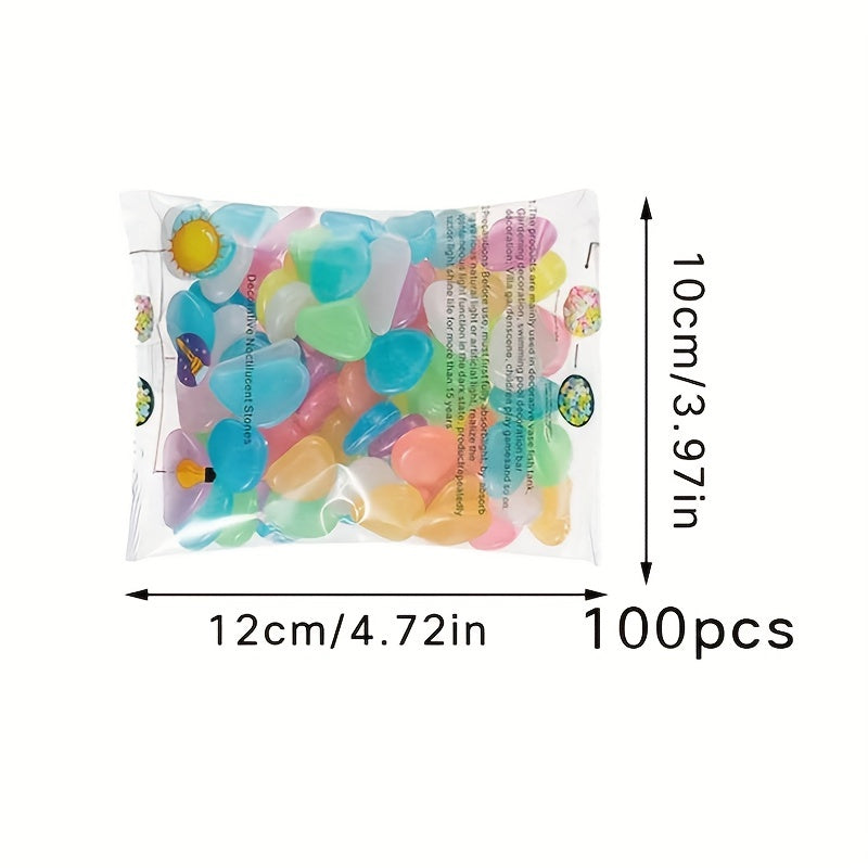 100pcs Luminous Garden Stones Glow in the Dark Pebbles