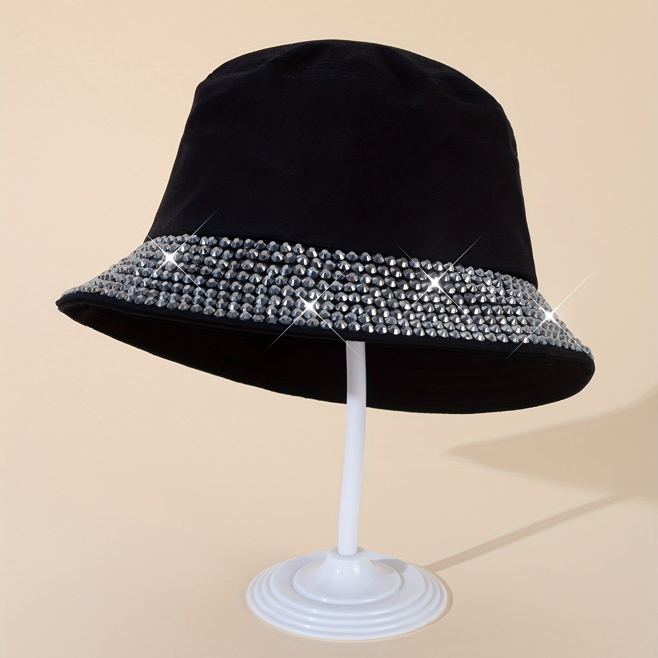 Rhinestone Decor Bucket Hat Sunscreen Fisherman Cap