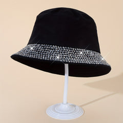 Rhinestone Decor Bucket Hat Sunscreen Fisherman Cap
