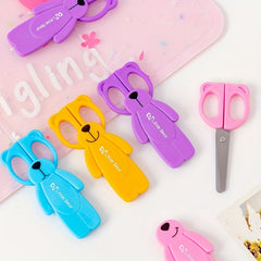 Mini Bear Plastic Scissors Paper Cutting Stationery Safety Small Scissors
