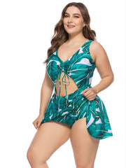  Tropical Print One Piece Swimsuit