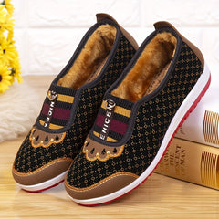 Women's Floral Pattern Plush Lined Canvas Shoes
