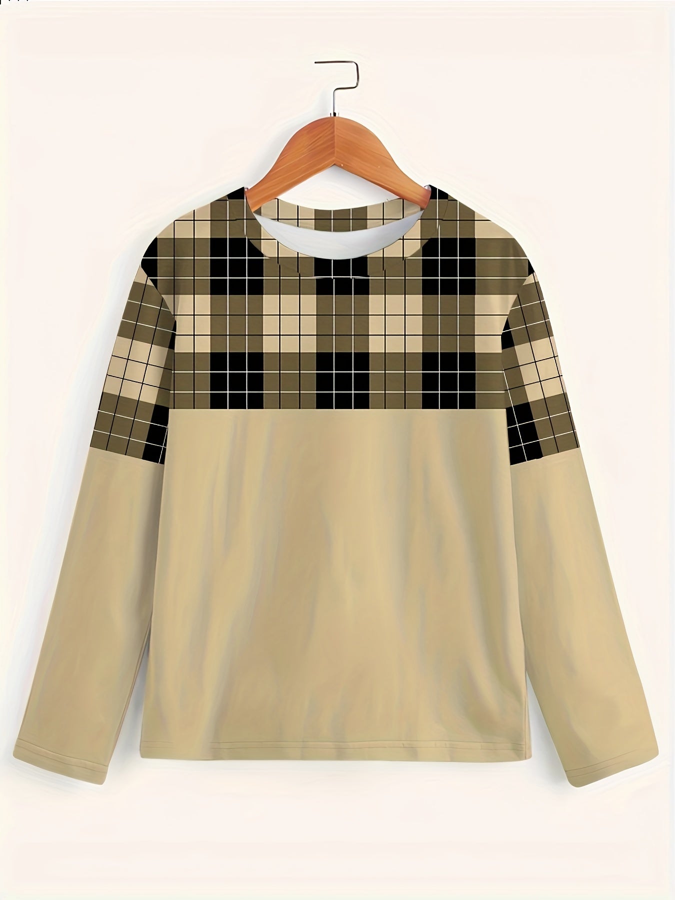 Men's Plaid Long Sleeve Tee for Autumn