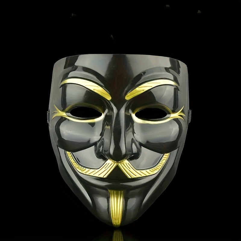 Men's Full Face Mask with Golden Mustache PVC Material