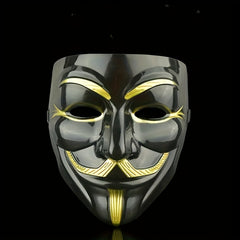 Men's Full Face Mask with Golden Mustache PVC Material