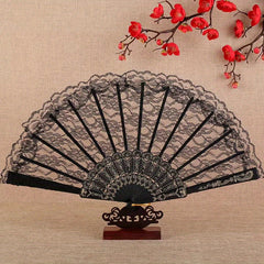 European Vintage Lace Fan Summer Orchid Fan