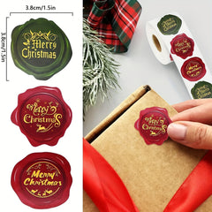 500 Christmas Stickers Roll - Holiday Greeting Sealing Gift Stamp Shape