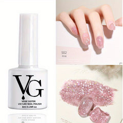 Reflective Glitter Gel Nail Polish with Cat Eye and Chameleon Effect