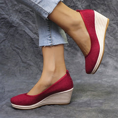 Women's Mesh Wedge Shoes Soft Sole Slip On Linen Heels