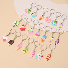 20pcs Cartoon Ice Cream Keychain PVC Key Ring Purse Bag Backpack Car Charm
