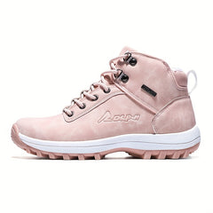 Waterproof Lace Up Snow Boots Plush Inner Thermal Faux Leather Work Shoes