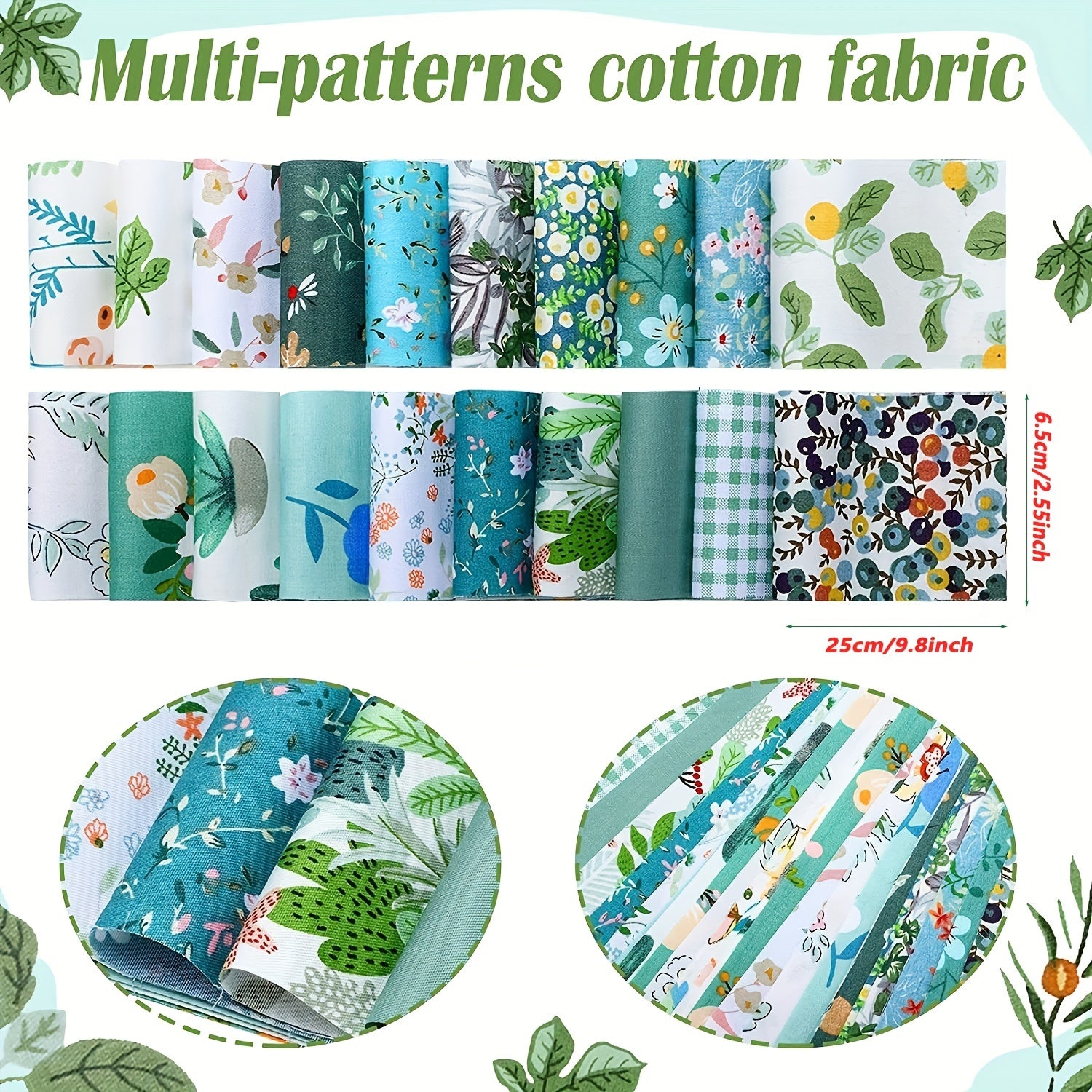 40pcs Floral Printed Quilting Fabric Cotton Craft DIY Doll Clothes Fabric