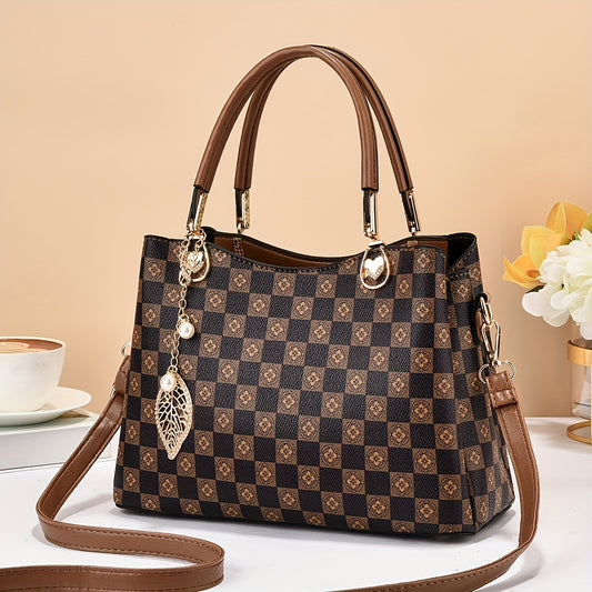 Retro Textured Pattern Handbag Top Handle Purse All Match PU Leather Bag