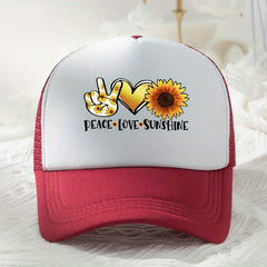 Sunflower Print Baseball Cap Outdoor Sunshade Trucker Hat