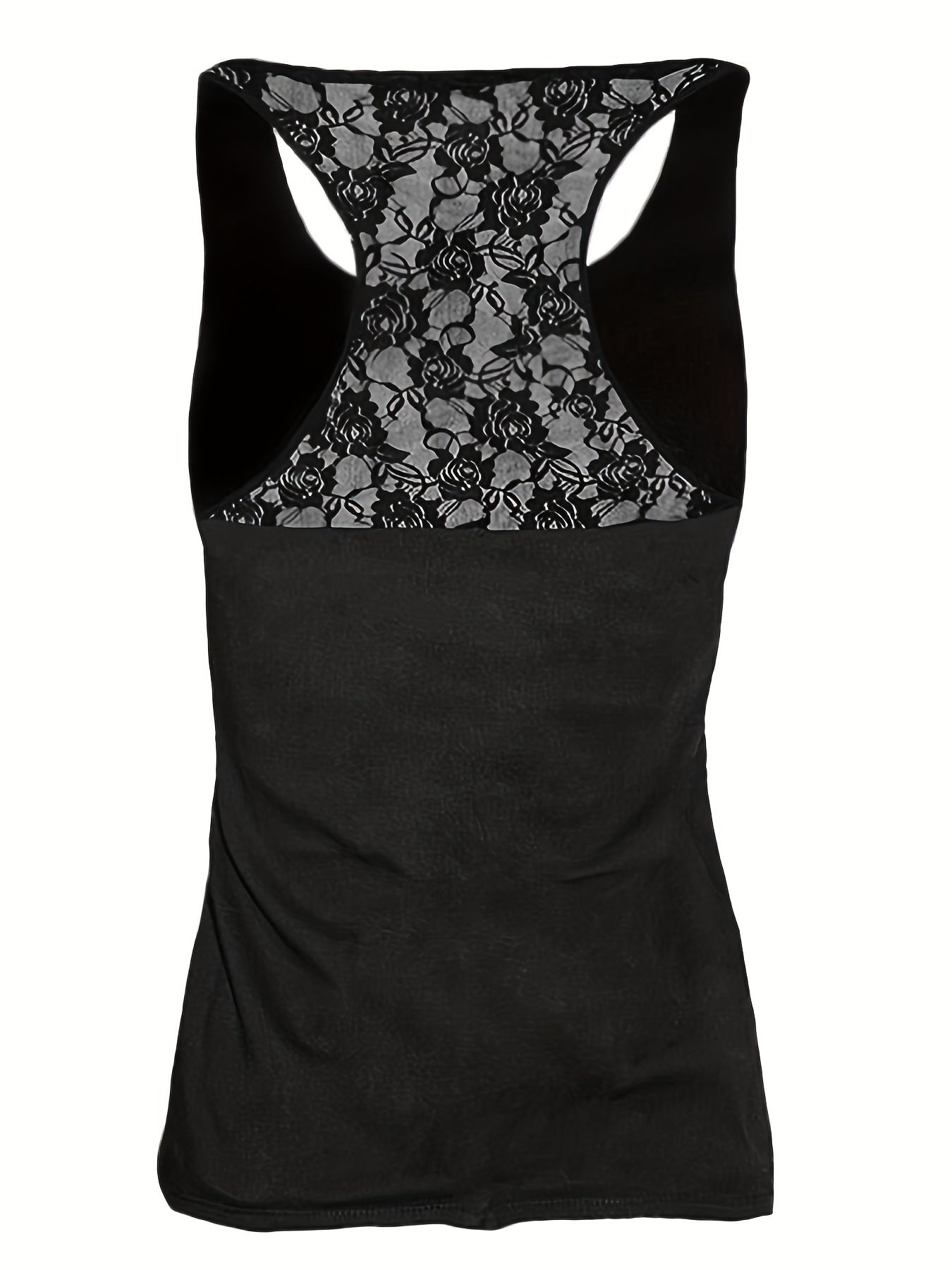 Lace Cross Print Tank Top Sleeveless Crew Neck Sexy Blouse