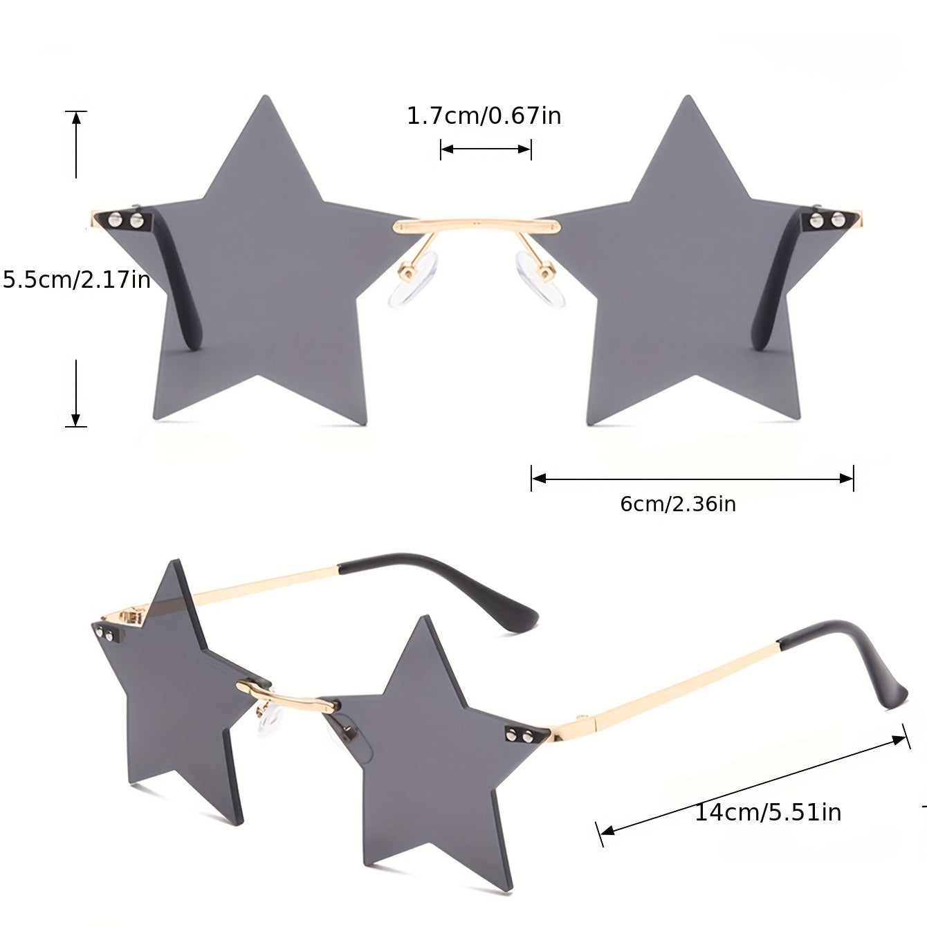 Y2K Star Rimless Sunglasses Men Women UV400