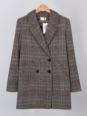 Plaid Long Sleeve Blazer Open Front Lapel Blazer