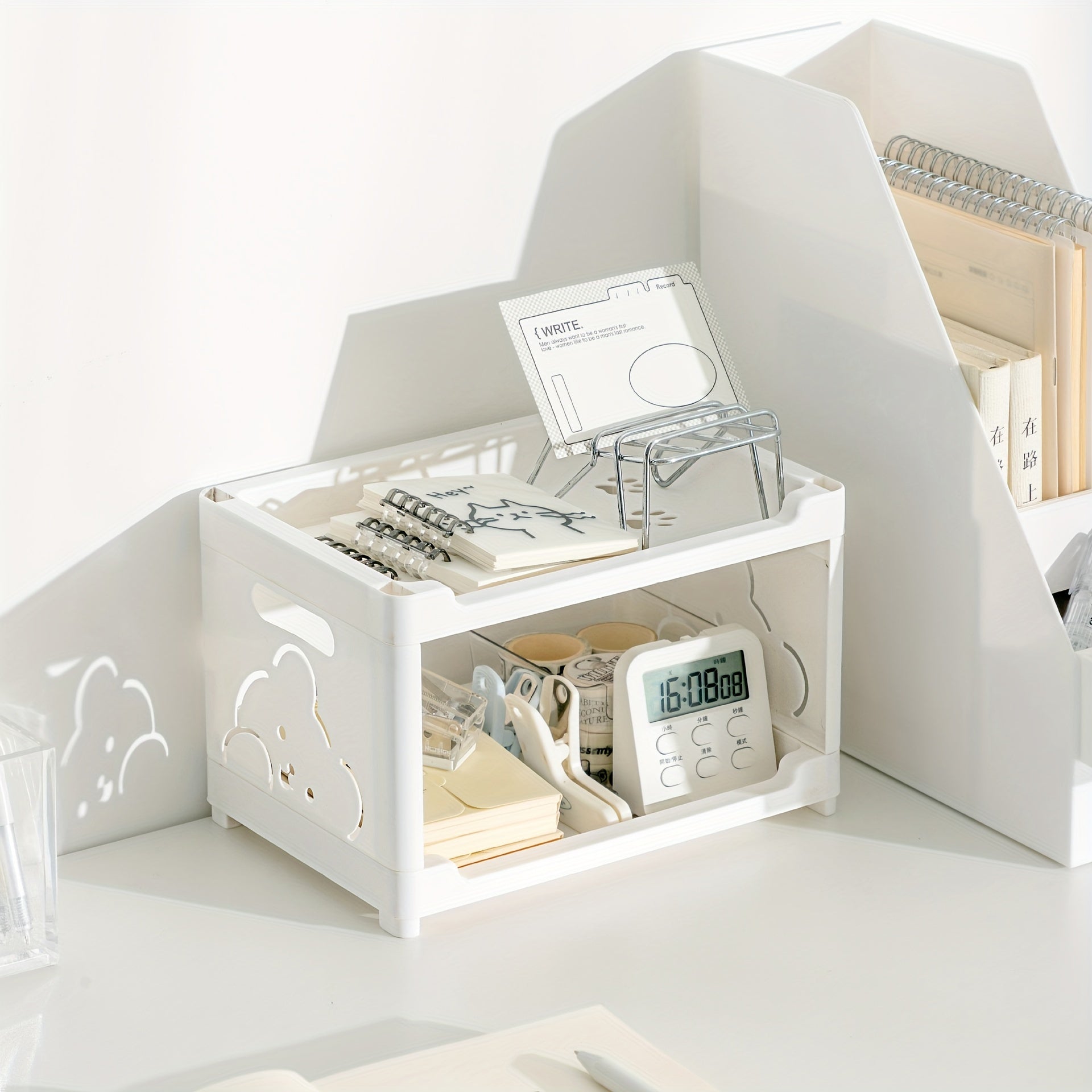 Double Layer Rack Bear Pattern Storage Rack Desktop Storage Rack