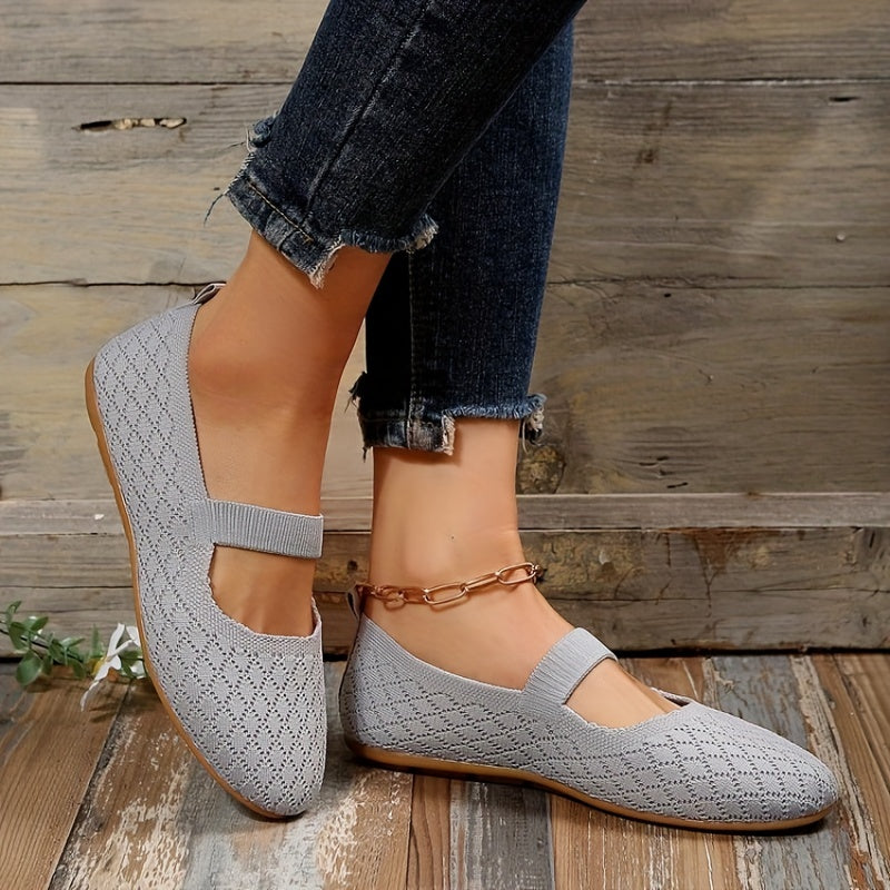 Women's Knitted Flat Shoes Comfortable Cut out Non Slip Elastic Slip On Shoes