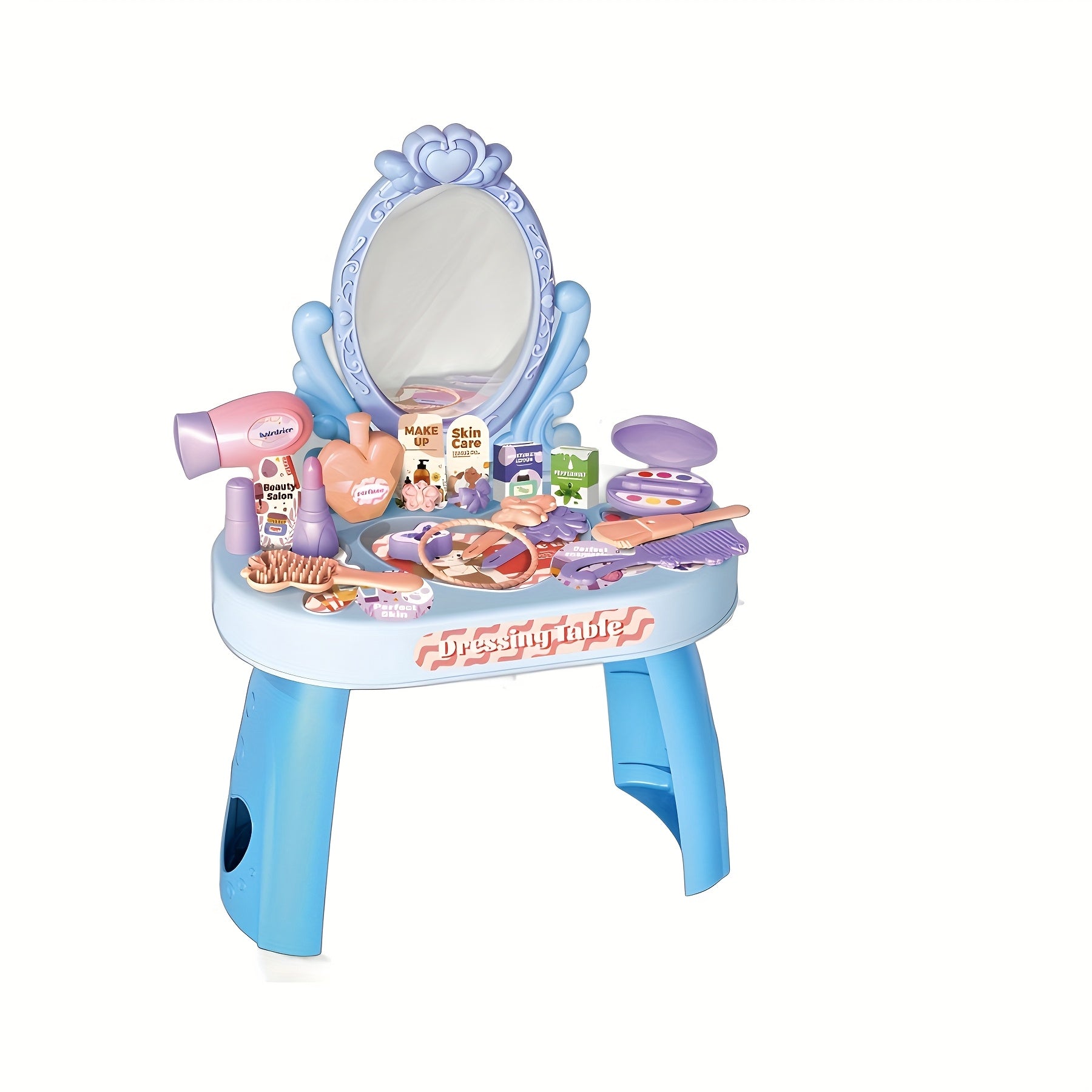 30pcs Kids Princess Dress Up Toy Set with Hair Dryer Lipstick Ponytail