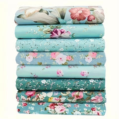 8pcs Floral Fabric Squares Precut Quilting Patchwork High Craft Material