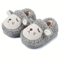 Boys Cartoon Slip On Furry House Shoes - Non Slip Soft Bottom Walking Shoes