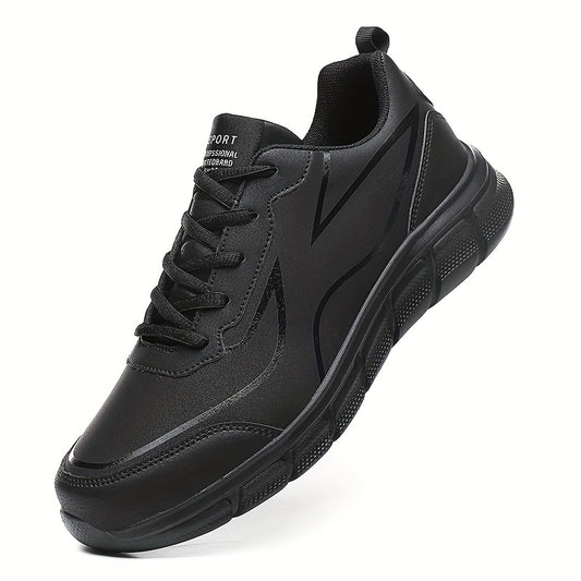 PLUS SIZE Men's Solid Running Shoes Comfy Non Slip Lace Up Sneakers