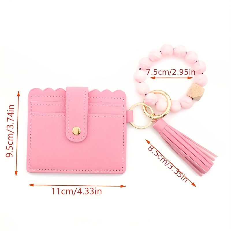 Leopard Pattern Wallet Shape Key Chain PU Leather Tassel Pendant