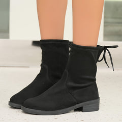 Women's Block Heel Ankle Boots Pointed Toe Lace Up Booties