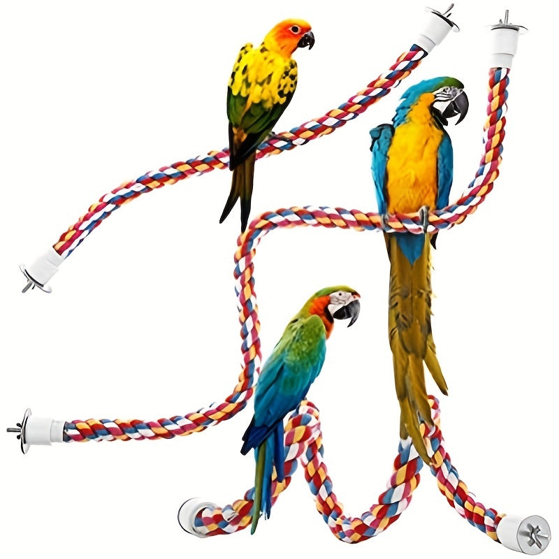 Interactive Parrot Rope Perch Toy for Cage - Long Tailed Bird Supplies