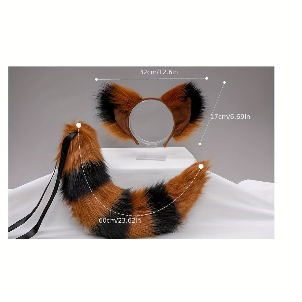 Plush Beast Ear Headdress Cosplay Fox Tail Set