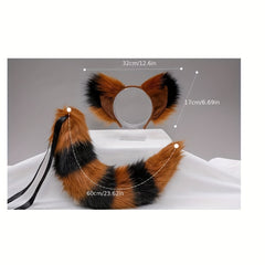 Plush Beast Ear Headdress Cosplay Fox Tail Set