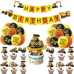 Excavator Birthday Balloon & Banner Set