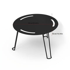Outdoor Folding Table Portable Round Table Black Metal Camping Coffee Table